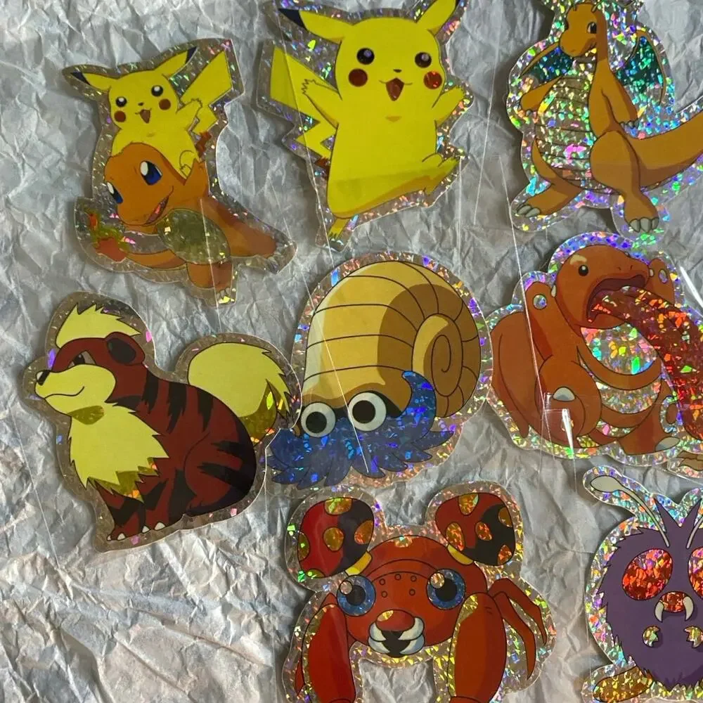 Vintage 90s Pokemon Rare Ice Holo Sticker Set of 10